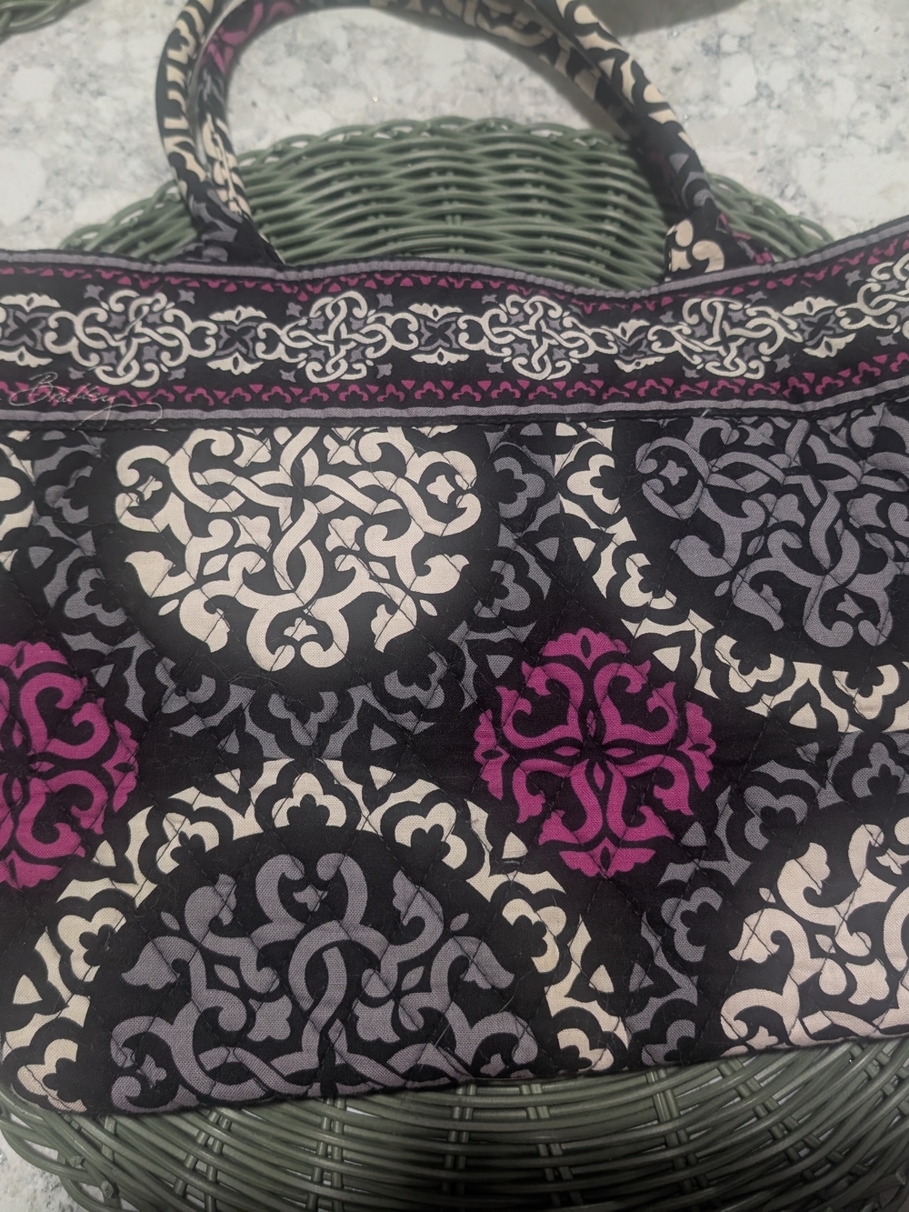 Vera Bradley Black & Magenta Patterned Women’s Tote Bag